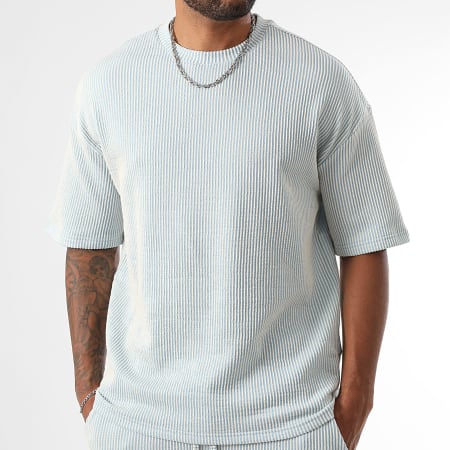 LBO - Set composto da maglietta e pantaloncini grandi 3862 Azzurro Bianco