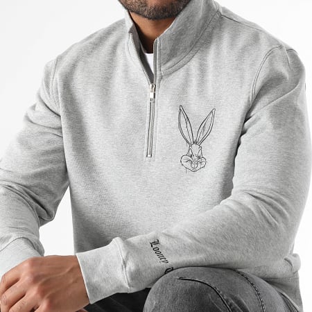 Looney Tunes - Sweat Col Zippé Small Angry Bugs Bunny Gris Chiné