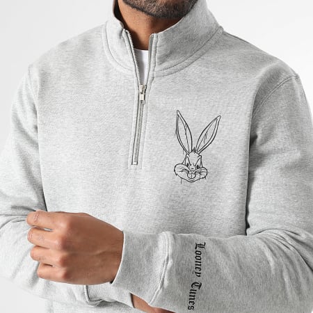Looney Tunes - Sweat Col Zippé Small Angry Bugs Bunny Gris Chiné