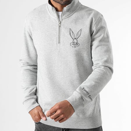 Looney Tunes - Sweat Col Zippé Small Angry Bugs Bunny Gris Chiné