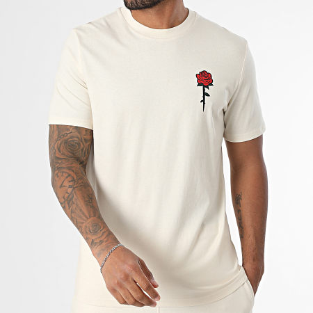 Luxury Lovers - Pink Color Beige Chiné Tee Shirt And Jogging Short Set