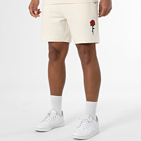 Luxury Lovers - Pink Color Beige Chiné Tee Shirt And Jogging Short Set