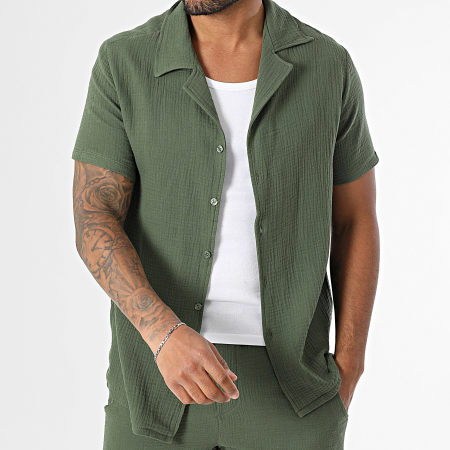 MTX - Ensemble Chemise Manches Courtes Et Short Jogging Texturé 019 Vert Kaki
