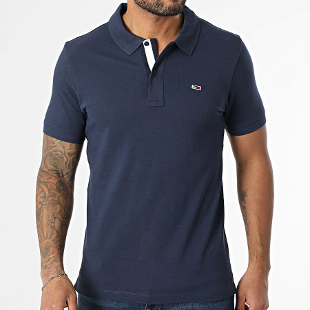 Tommy Jeans - Polo Manches Courtes Slim Placket 5370 Bleu Marine