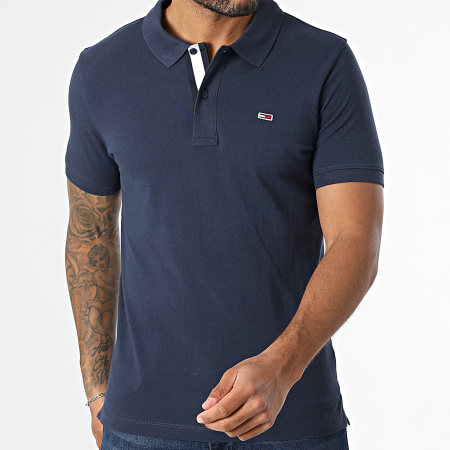 Tommy Jeans - Polo Manches Courtes Slim Placket 5370 Bleu Marine