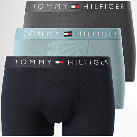Tommy Hilfiger - Lot De 3 Boxers 3521 Bleu Marine Bleu Clair Gris Anthracite