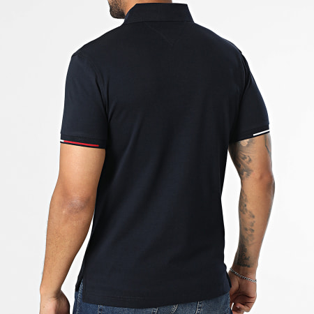 Tommy Hilfiger - Polo Manches Courtes Slim Interlock Flagcuff 9348 Bleu Marine