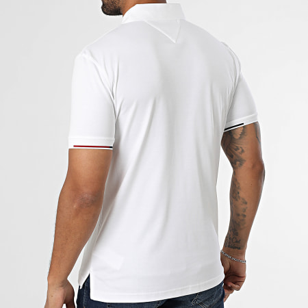 Tommy Hilfiger - Polo Manches Courtes Slim Interlock Flagcuff 9348 Blanc