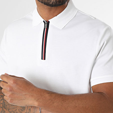 Tommy Hilfiger - Polo Manches Courtes Col Zippé Interlock 9552 Blanc