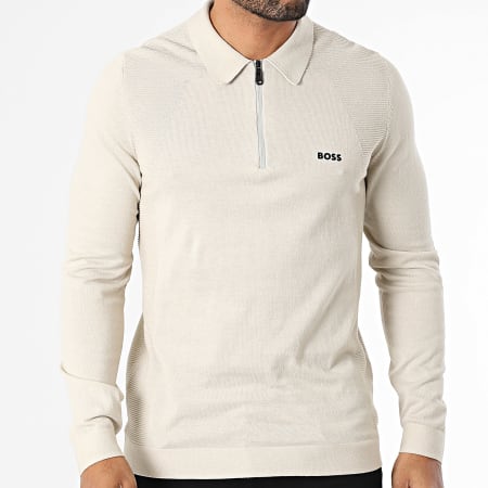 BOSS Polo Manches Longues Col Zippé Momentum Lite 50520604 Beige
