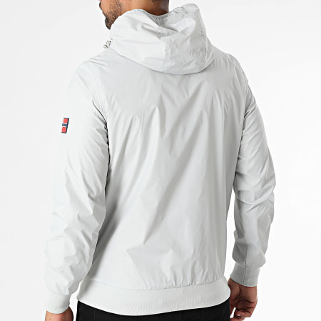 Geographical Norway - Veste Zippée Capuche Réversible Gris Clair Jaune Moutarde