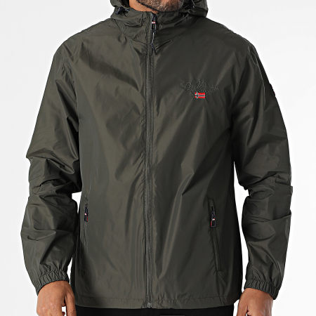Geographical Norway - Coupe-Vent Capuche Zippé 610 Vert Kaki Foncé