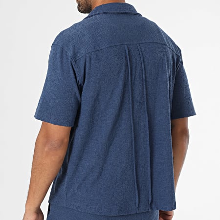 Chemise Homme Coton Regular Fit Manches Courtes Confortable Couleur Uni été Bleu royal