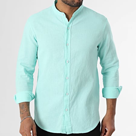 KZR - Chemise Manches Longues Col Officier 053 Turquoise