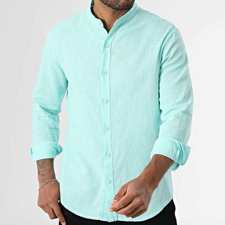 KZR - Chemise Manches Longues Col Officier 053 Turquoise