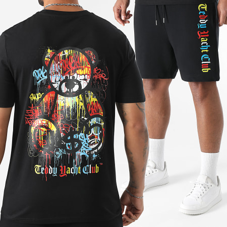 Teddy Yacht Club - Ensemble Tee Shirt Et Short Jogging Art Series Dripping Noir