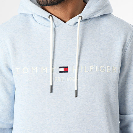 Tommy Hilfiger - Sweat Capuche Tommy Logo 1599 Bleu Clair Chiné