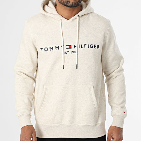 Tommy Hilfiger - Sweat Capuche Tommy Logo 1599 Beige Chiné