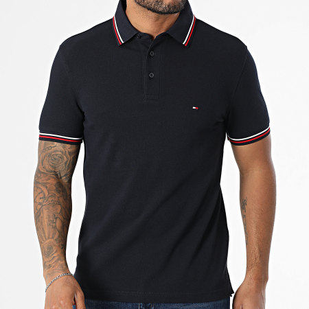 Tommy Hilfiger - Polo Manches Courtes Slim Fit Tipped 7346 Bleu Marine