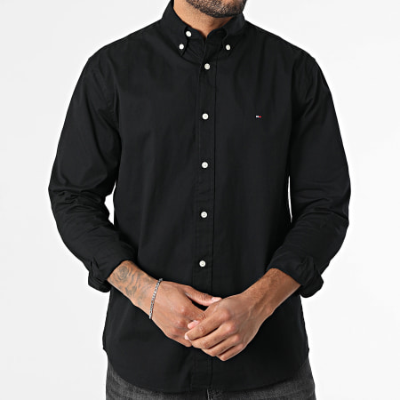 Tommy Hilfiger - Shirt Long Sleeve Regular Fit Core Flex Poplin Solid 9988  Black - Ryses