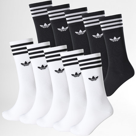 Adidas Originals - Lot De 10 Paires De Chaussettes 3 Stripes Crew JY0231 Blanc Noir