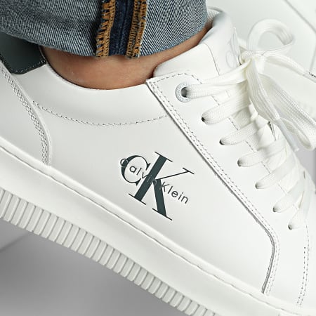 Calvin Klein - Zapatillas Chunky Cupsole Mono Leather 1317 Bright White Seaside Aqua