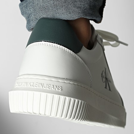 Calvin Klein - Zapatillas Chunky Cupsole Mono Leather 1317 Bright White Seaside Aqua