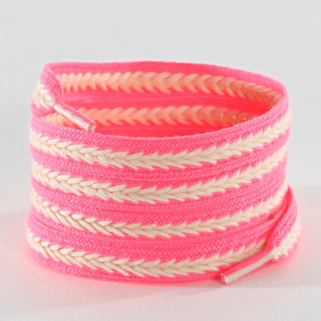 Classic Series - Braided laces Beige Pink Fluo