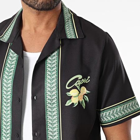 KZR - Ensemble Chemise Manches Courtes Et Short Jogging 193 Noir Vert