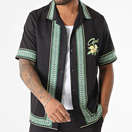 KZR - Ensemble Chemise Manches Courtes Et Short Jogging 193 Noir Vert