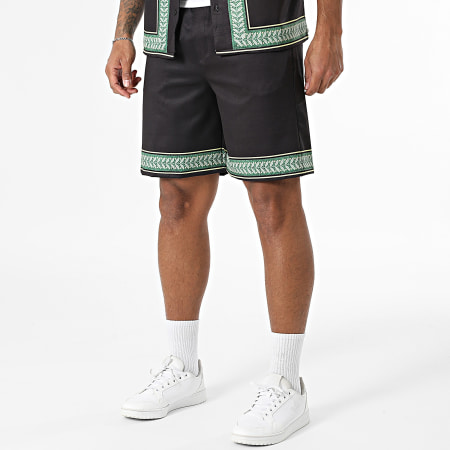 KZR - Ensemble Chemise Manches Courtes Et Short Jogging 193 Noir Vert