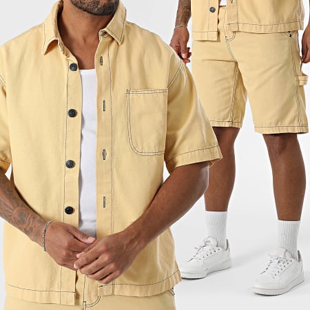 KZR - Ensemble Chemise Jean Manches Courtes Et Short Jean 189 Jaune