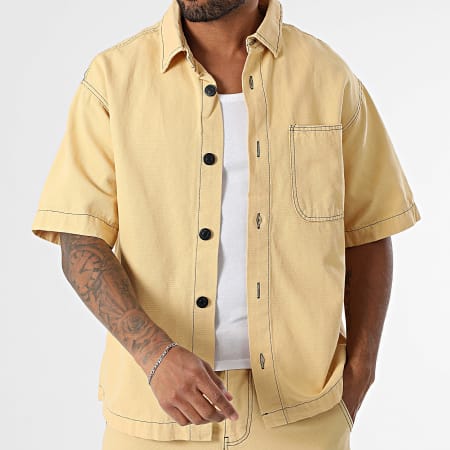 KZR - Ensemble Chemise Jean Manches Courtes Et Short Jean 189 Jaune