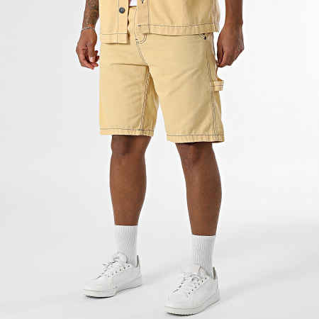 KZR - Ensemble Chemise Jean Manches Courtes Et Short Jean 189 Jaune
