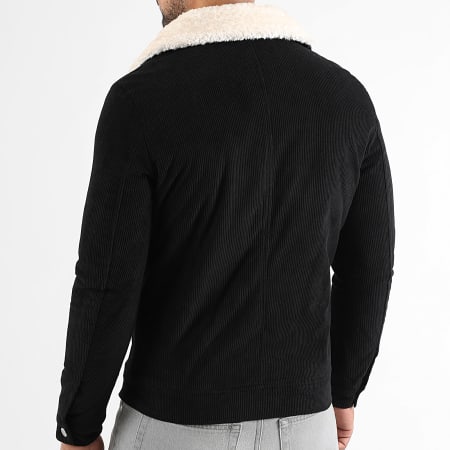 LBO - Corduroy bommenwerper Schapenvacht kraag 2048 Zwart