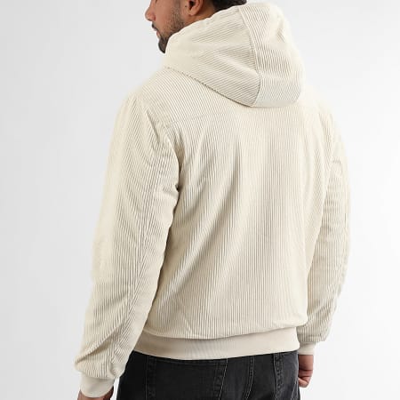 LBO - Jass Met Capuchon Rits Velours Côtelé Sherpa 1653 Licht Beige