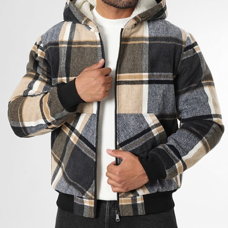 LBO - Jass Hoody Zipper Ruit 1820 Wit Beige Marineblauw