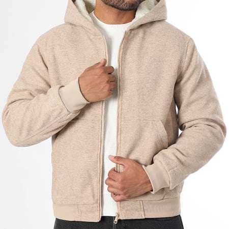 LBO - Veste A Capuche Sherpa Texturée 1821 Beige