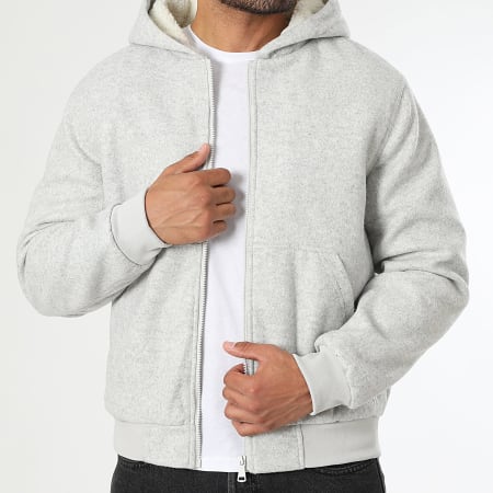 LBO - Chaqueta con capucha Sherpa texturizada 2096 Gris claro