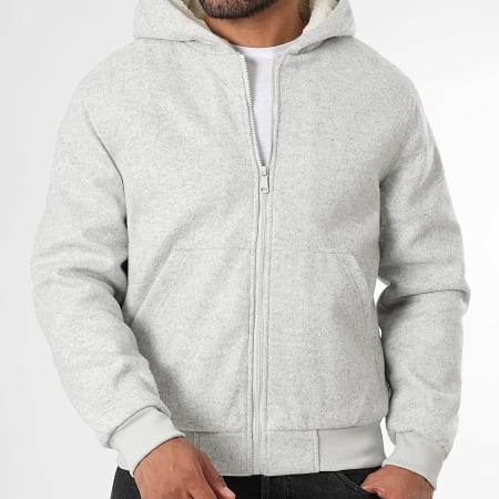 LBO - Chaqueta con capucha Sherpa texturizada 2096 Gris claro
