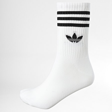 Adidas Originals - Lot De 3 Paires De Chaussettes 3 Stripes Crew JV7403 Blanc Gris Chiné Noir