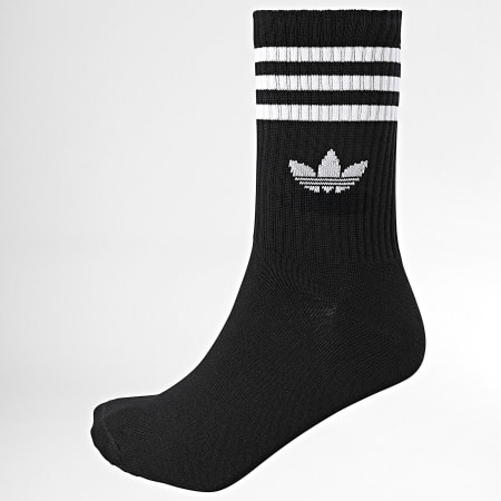 Adidas Originals - Lot De 3 Paires De Chaussettes 3 Stripes Crew JV7403 Blanc Gris Chiné Noir