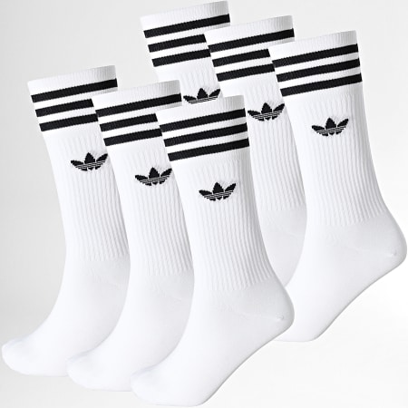 Adidas Originals - Lot De 6 Paires De Chaussettes 3 Stripes Crew JV7410 Blanc