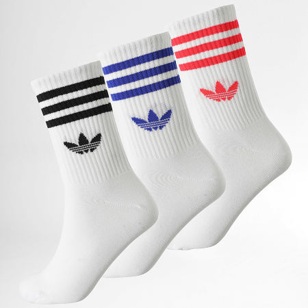 Adidas Originals - Lot De 3 Paires De Chaussettes 3 Stripes Crew JV7404 Blanc