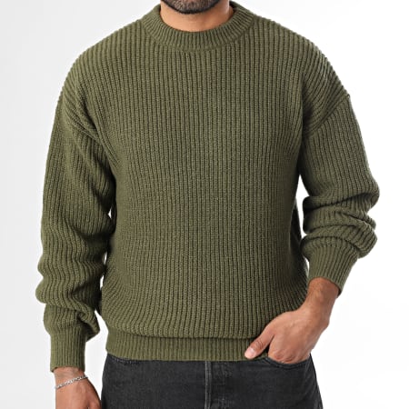 LBO - Suéter Grande Cuello Redondo Grandes Puntos 2015 Verde Oliva