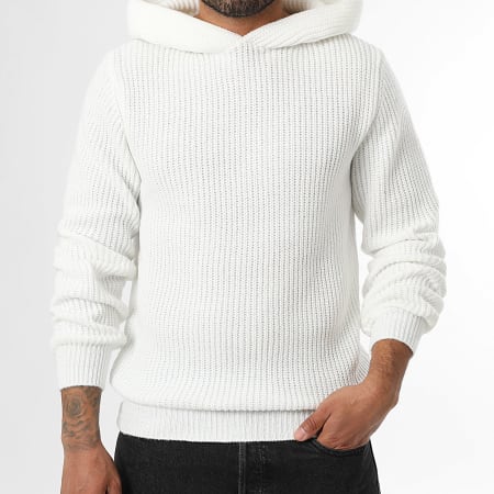 LBO - Suéter Con Capucha Grandes Puntos 2022 Blanco