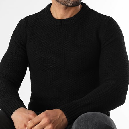 LBO - Trui Ronde Hals Dikke Stiksels 0635 Zwart