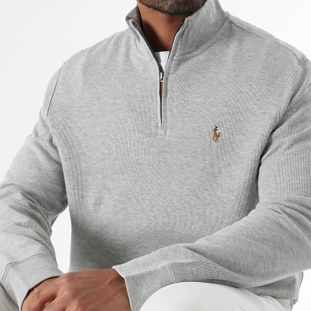 Polo Ralph Lauren Felpa Oxford con colletto a zip grigio erica