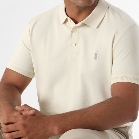 Polo Ralph Lauren - Polo Manches Courtes Custom Slim Fit Original Player Beige Clair