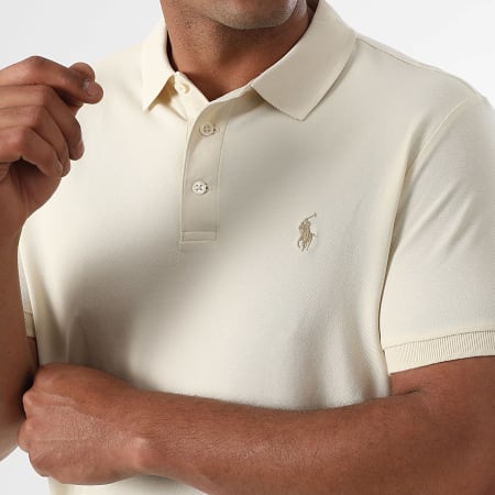 Polo Ralph Lauren - Polo Manches Courtes Custom Slim Fit Original Player Beige Clair